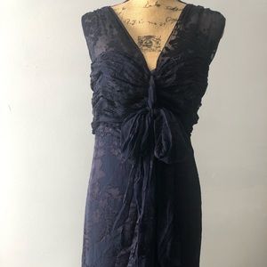 Beautiful flowing Navy Blue Silk Evening Dress